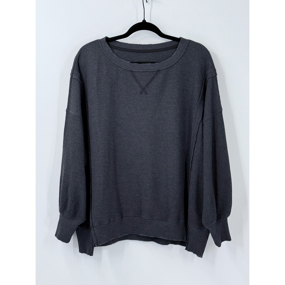 American Eagle Seriously Lived-In Waffle Knit Sweatshirt womens sz XS oversized